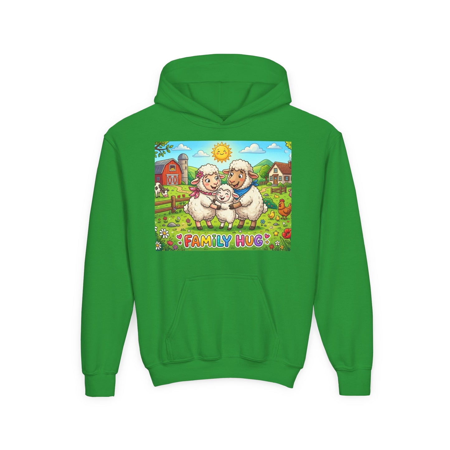 Family Hug Lamb Youth Heavy Blend Hooded Sweatshirt
