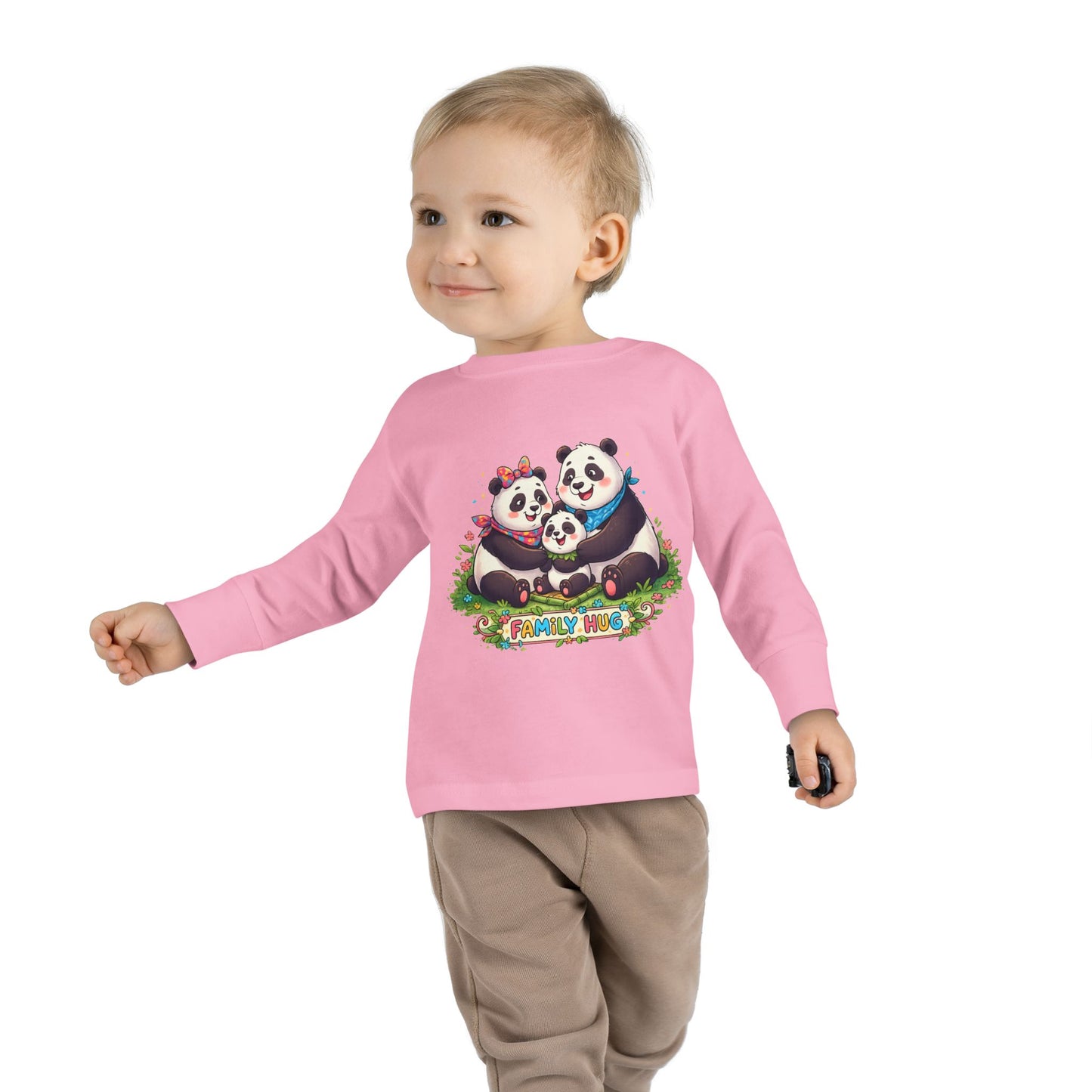 Family Hug Panda Toddler Long Sleeve Tee
